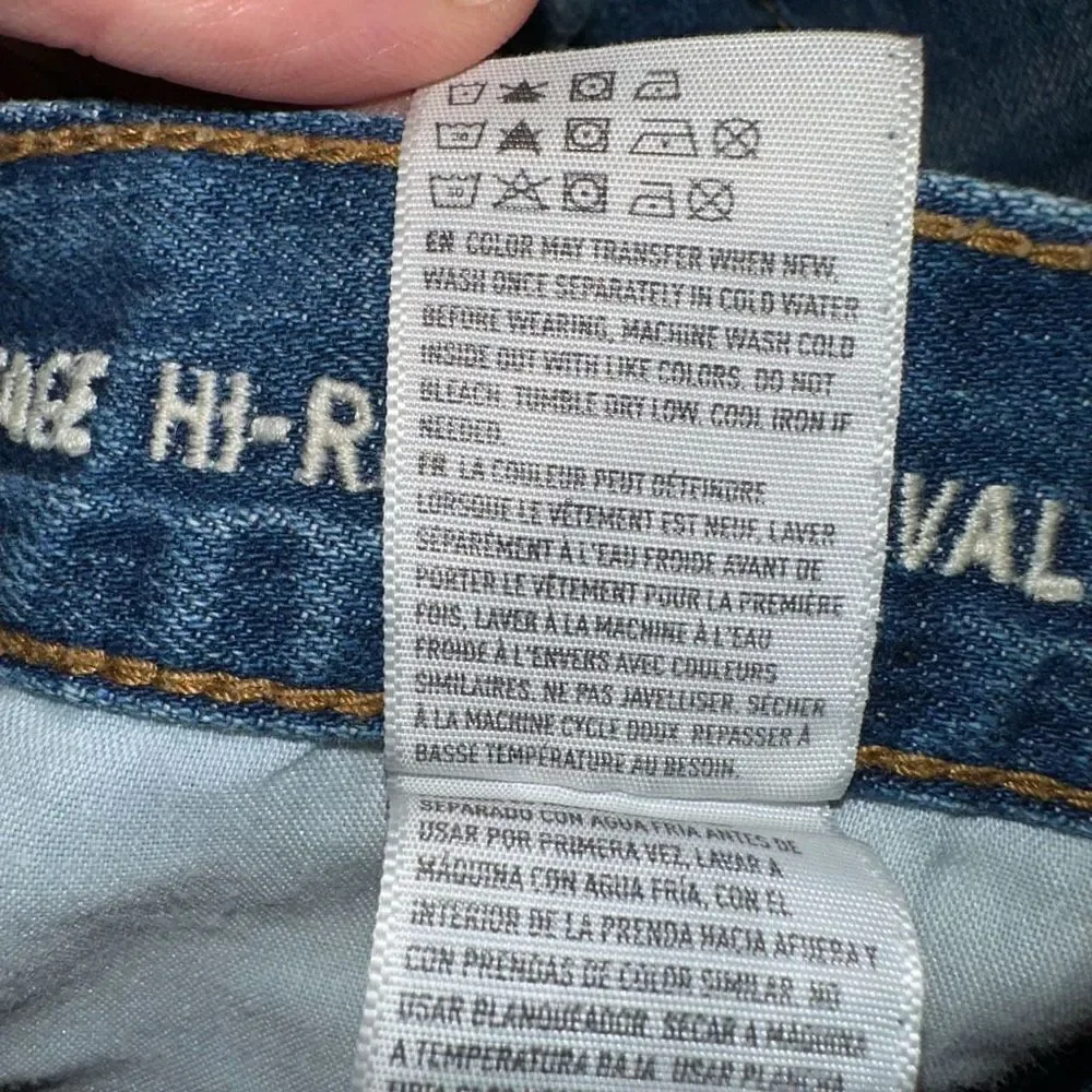 American Eagle Size 6 Vintage HiRise Festival Frayed Hem Distressed Denim Shorts
